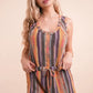 VERY J Crochet Multi Color Striped Casual Summer Romper - Farnelli