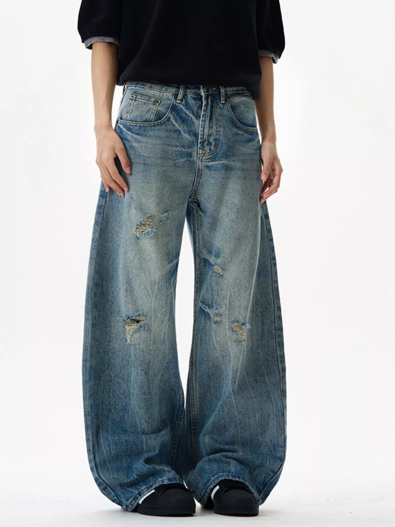 Men's Distressed Loose Fit Jeans - Farnelli