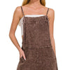 Zenana Washed Linen Knot Strap Rompers - BROWN