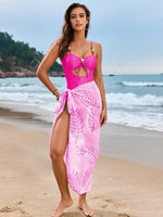 Cutout Sweetheart Neck One-Piece Swimwear and Cover-Up Swim Set - Farnelli