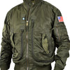 Men's Plus Size Zip Up Bomber Jacket with Multiple Pockets - Army Green