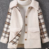 Children's Cozy Plaid Sleeve Fleece Jacket - Apricot