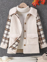 Children's Cozy Plaid Sleeve Fleece Jacket - Farnelli