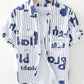 Men's Plus Size Letter Print Striped Short Sleeve Casual Shirt - Farnelli