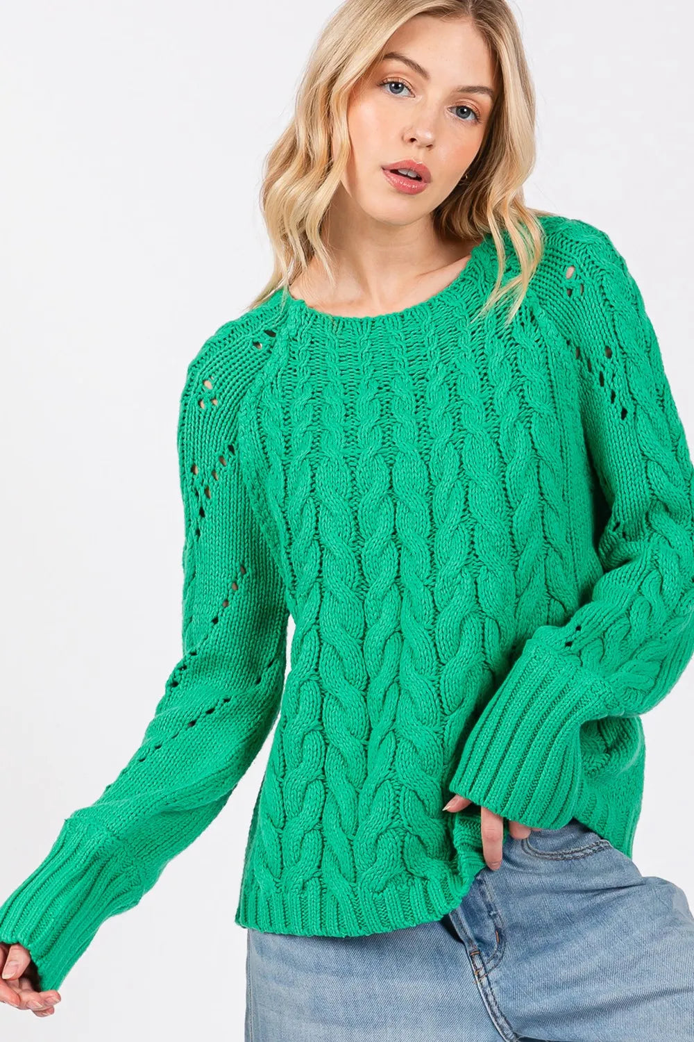 SAGE + FIG Cable-Knit Long Sleeve Sweater - Farnelli