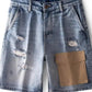 Men's Distressed Denim Shorts with Utility Pocket - Farnelli