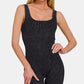 Zenana Washed Ribbed Romper with Pad - Farnelli