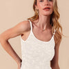 SO ME Two Tone Floral Seamless Tank Top - IVORY