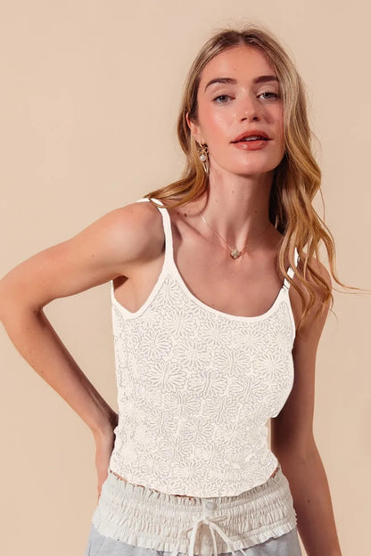 SO ME Two Tone Floral Seamless Tank Top - Farnelli