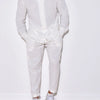 Men's Button Up Long Sleeve Top and Pants Set - White