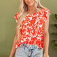 Keilani Floral Ruffle Sleeve Top - Farnelli