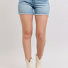 Judy Blue Full Size High Waist Western Embroidery Detail Cut Off Denim Shorts Plus Size - LT