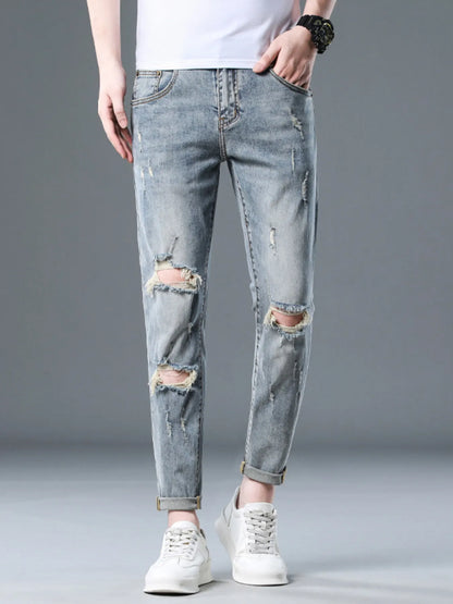 Men's Plus Size Distressed Slim Fit Jeans - Farnelli