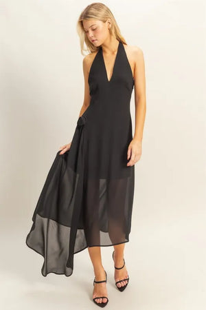 HYFVE Chiffon Halter Asymmetrical Hem Dress - Farnelli