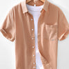Men's Button Up Short Sleeve Shirt - Brown