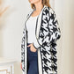 Mandy Woven Right Houndstooth Open Front Longline Cardigan - Farnelli