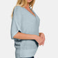 Zenana V-Neck Short Sleeve Dolman Sweater - Farnelli