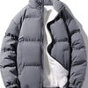 Men's Plus Size Zip Up Sherpa Lined Puffer Jacket - Dark Gray