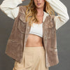 Umgee Contrast Hooded Chenille Jacket - MOCHA
