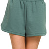Zenana Scuba Elastic Waistband Dolphin Shorts - ASH JADE