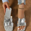 Cutout Open Toe Flats Slippers - Silver