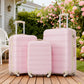 HouseOfZazla light pink 3-piece hardside luggage set with TSA locks