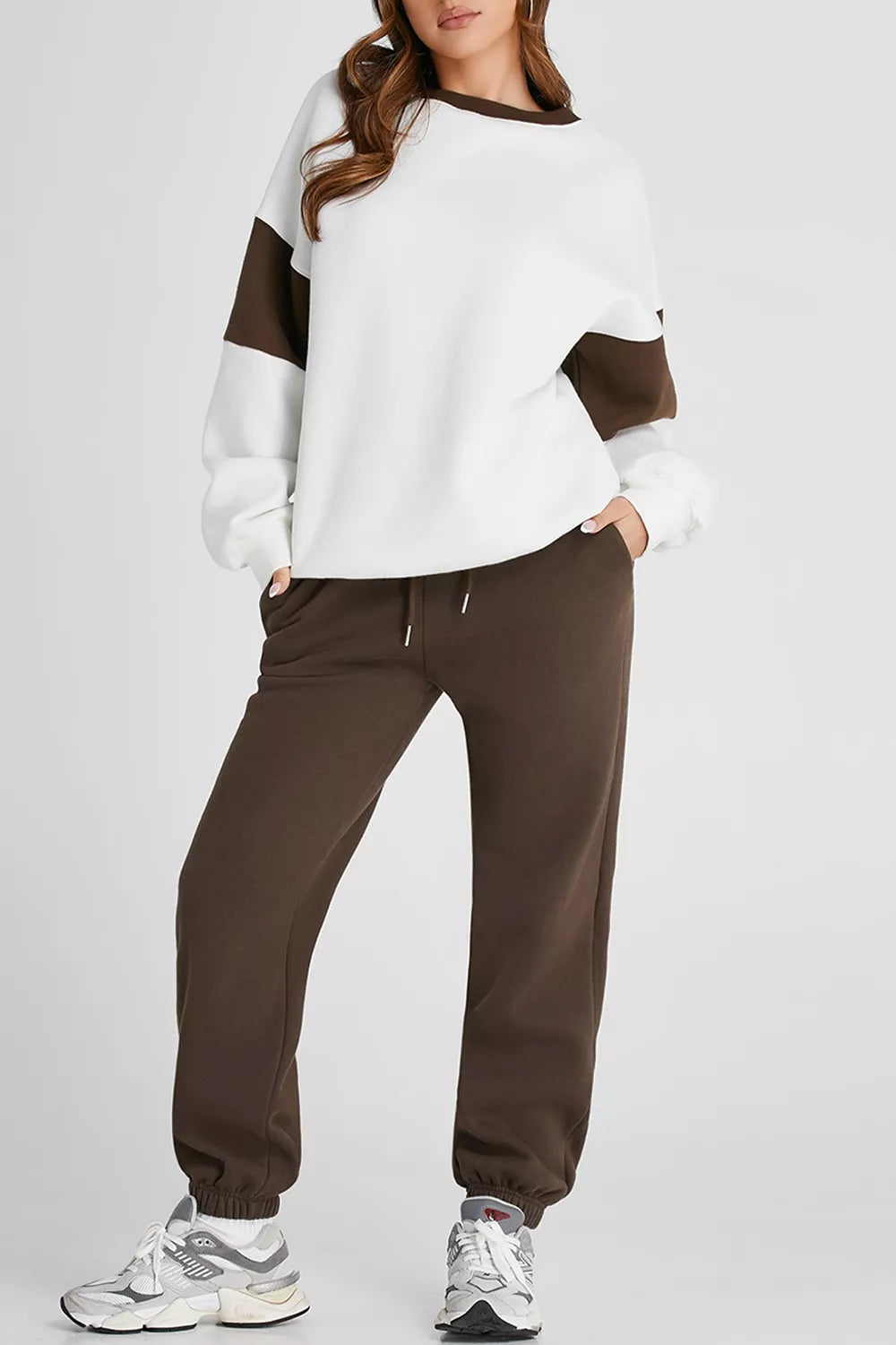 Drop Shoulder Loose Sweatshirt and Joggers Active Set - Farnelli