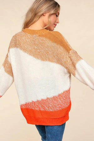Haptics Color Block Long Sleeve Sweater - Farnelli