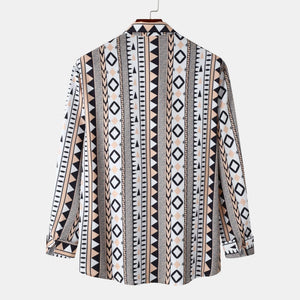 Men's Geometric Print Long Sleeve Shirt - Farnelli