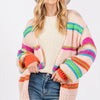 SAGE + FIG Rainbow Striped Open Front Knit Cardigan - Multi