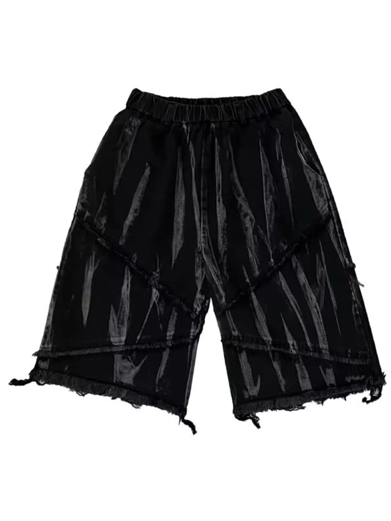 Men's Full Size Distressed Hem Denim Shorts Plus Size - Farnelli