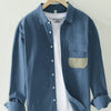 Men's Plus Size Button Up Long Sleeve Shirt - Blue