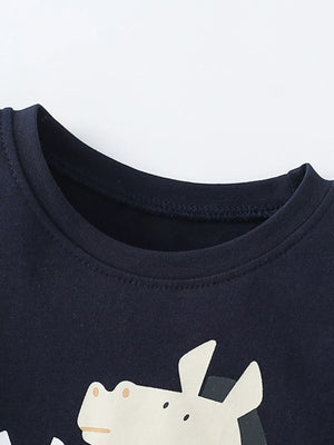 Children's Cartoon Zebra Graphic Short Sleeve T-Shirt - Farnelli