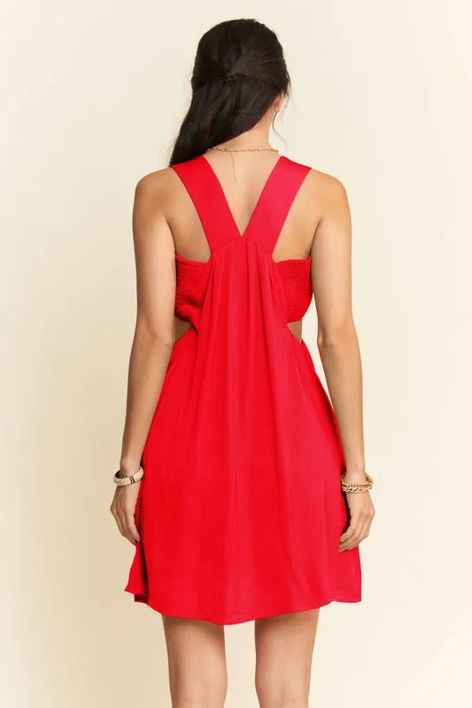 Davi & Dani Washed Satin Cutout Skirt Bandeau Mini Dress - Farnelli