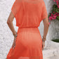 Openwork V-Neck Short Sleeve Cover-Up Dress - Farnelli