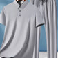 Men's Plus Size Button Detail Short Sleeve Top and Pants Set - Farnelli
