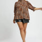 Umgee Full Size Leopard Print Ruffle Neck Blouse Plus Size - Farnelli
