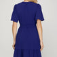 She + Sky Ruffled Hem Notched Flutter Sleeve Mini Dress - Farnelli