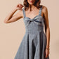SO ME Mineral Washed Bow Ribbon Denim Flare Dress - Farnelli