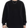 Men's Plus Size Round Neck Long Sleeve Sweatshirt - Black