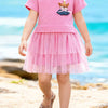 Children's Fox Applique Tulle Layered Dress - Fuchsia Pink