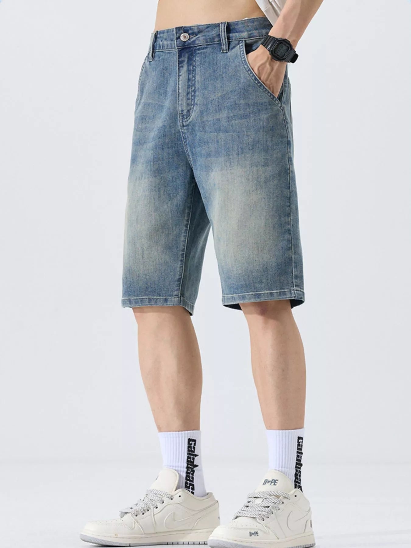 Men's Washed Loose Fit Denim Shorts - Farnelli