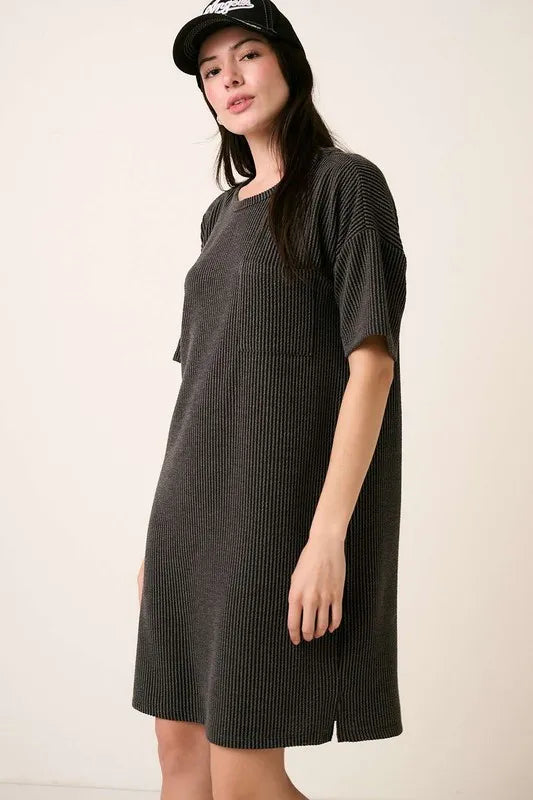 Mittoshop Urban Rib Knit Short Sleeve Tee Dress - Farnelli