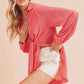 Aemi + Co Tied Collared Neck Long Sleeve Top - Farnelli