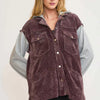 Umgee Contrast Hooded Chenille Jacket - PLUM