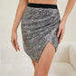 Asymmetrical Slit Sequin Skirt - Farnelli