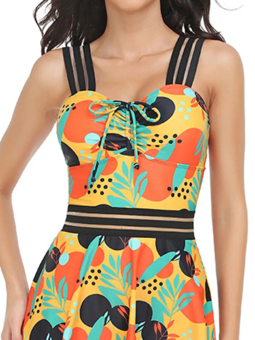 Ruched Printed Sweetheart Neck Two-Piece Swim Set - Farnelli
