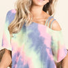 BiBi Tie Dye French Terry Strapped One Shoulder Top - CHARCOAL TIEDYE