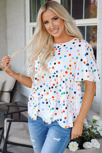 Keira Polka Dot Babydoll Blouse - Farnelli