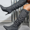 Point Toe Stiletto Boots - Dark